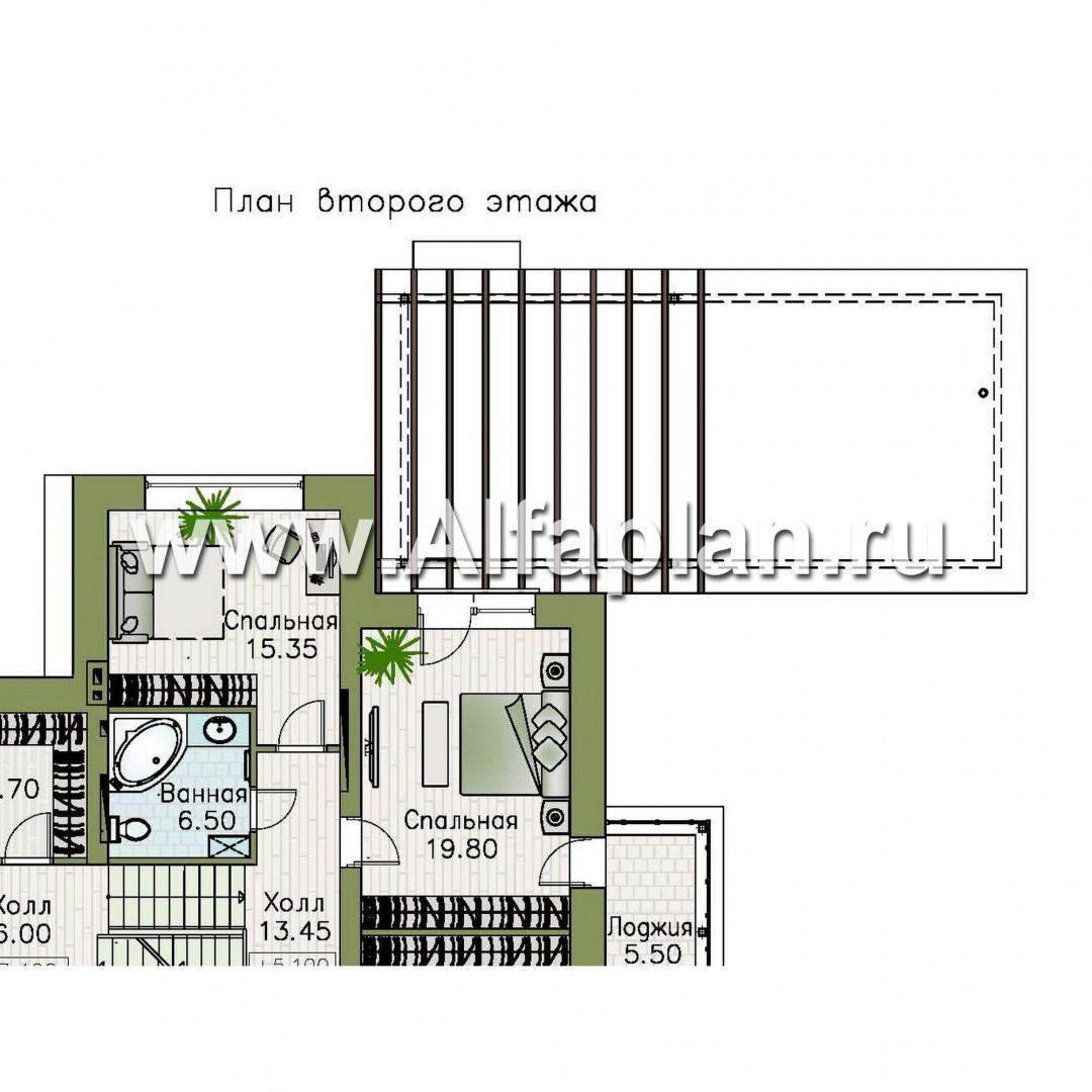 Проекты домов Альфаплан - Проект бассейна (пристройка к коттеджу) с террасой на крыше - план проекта №3