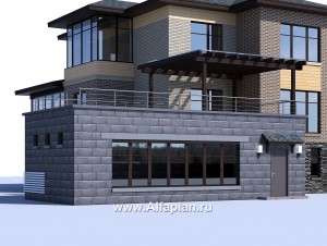 Проекты домов Альфаплан - Проект бассейна (пристройка к коттеджу) с террасой на крыше - превью основного изображения