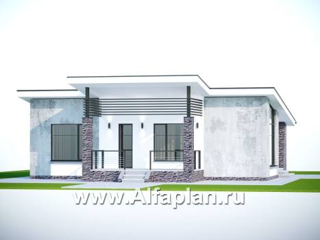 Проекты домов Альфаплан - «Корица» - проект дома с односкатной крышей, с двумя спальнями - превью дополнительного изображения №2