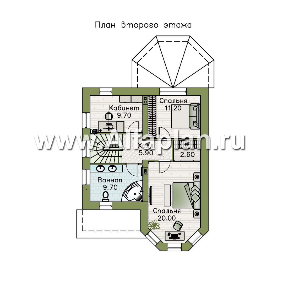 Проекты домов Альфаплан - Проект двухэтажного дома с эркером - изображение плана проекта №2