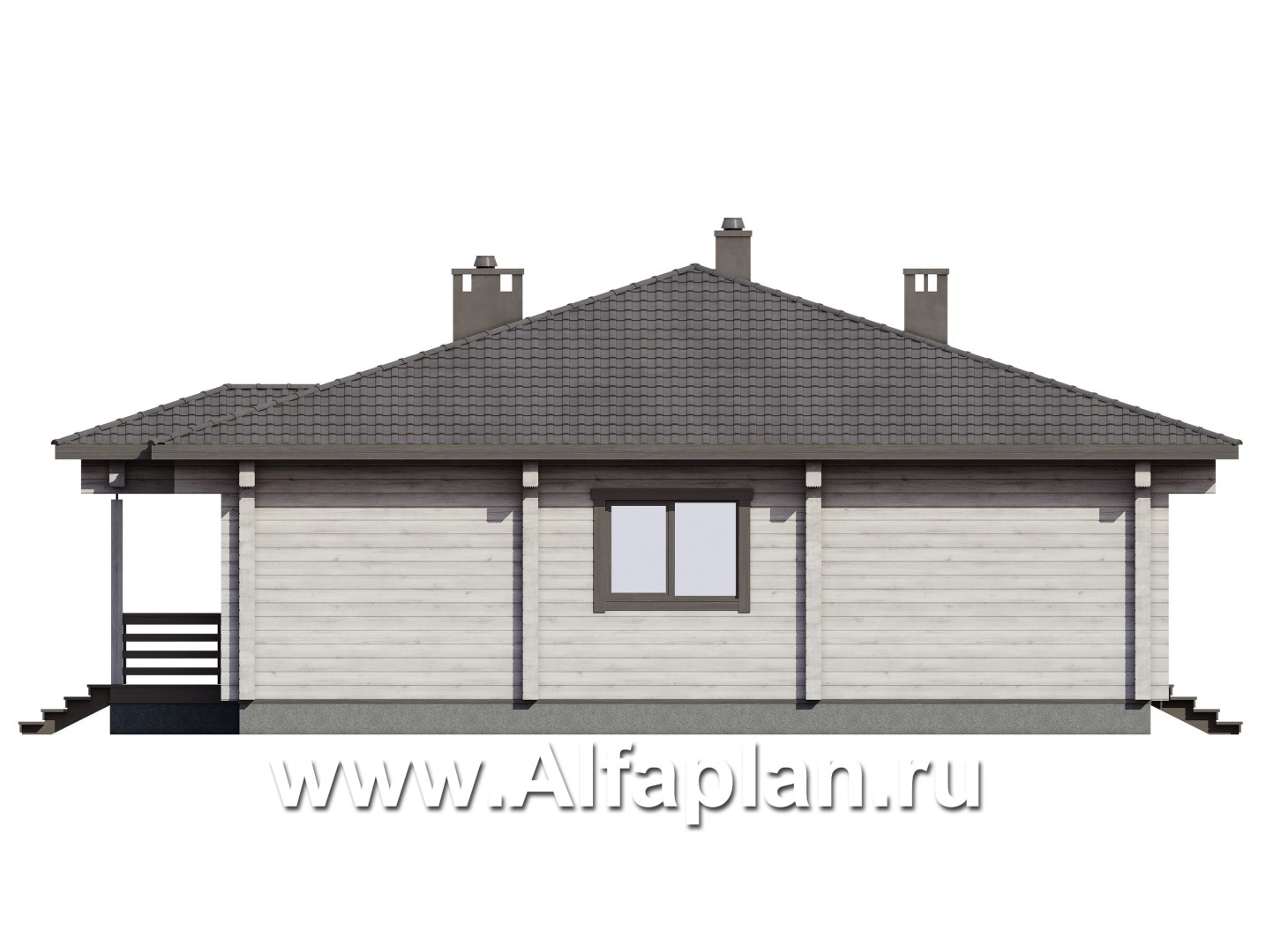 Проекты домов Альфаплан - Проект одноэтажного дома из клееного бруса - изображение фасада №2