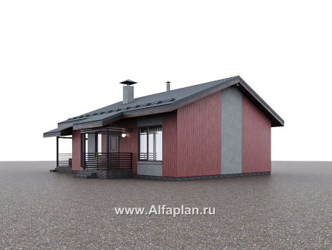 Проекты домов Альфаплан - "Литен" - проект маленького одноэтажного дома с комфортной планировкой, с террасой - превью дополнительного изображения №1