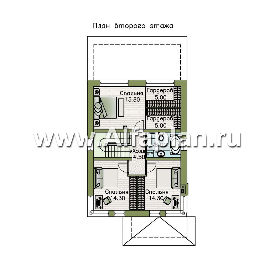 Проекты домов Альфаплан - "Генезис" - проект дома, 2 этажа, с остекленной террасой в стиле Райта - изображение плана проекта №2