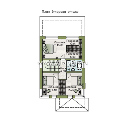 Проекты домов Альфаплан - "Генезис" - проект дома, 2 этажа, с остекленной террасой в стиле Райта - превью плана проекта №2