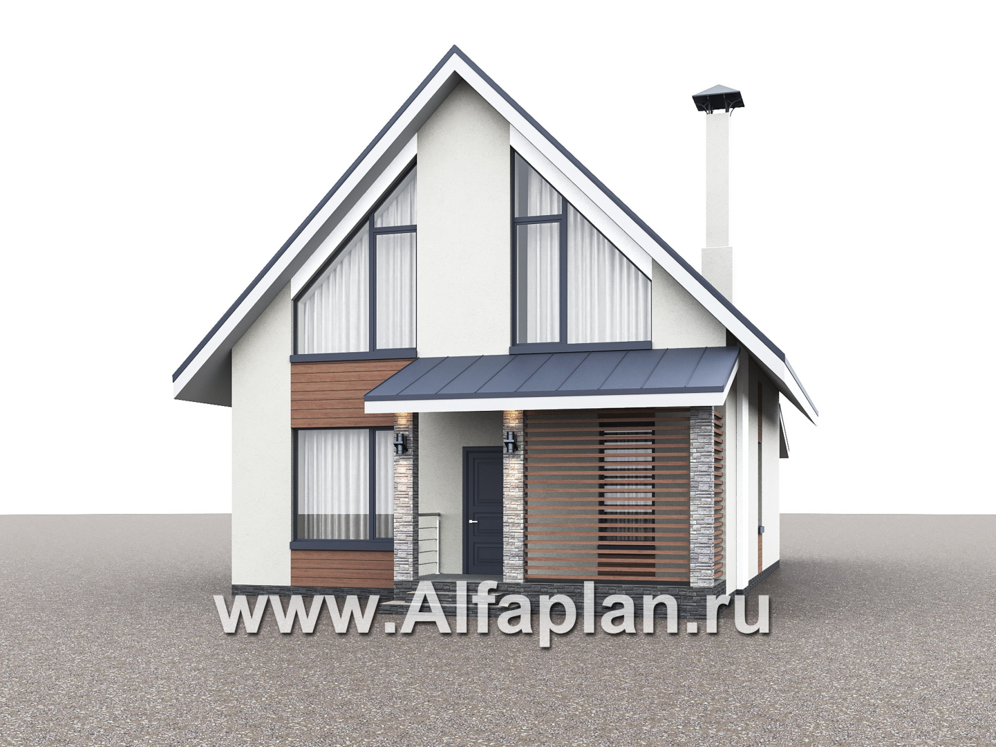 Проекты домов Альфаплан - "Генезис" - проект дома с мансардой, с террасой в современном стиле - дополнительное изображение №1