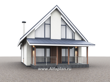 Проекты домов Альфаплан - "Генезис" - проект дома с мансардой, с террасой в современном стиле - превью дополнительного изображения №2