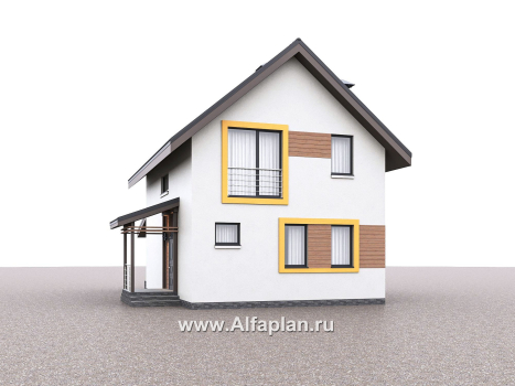 Проекты домов Альфаплан - "Викинг" - проект дома, 2 этажа, с сауной и с террасой, в скандинавском стиле - превью дополнительного изображения №1