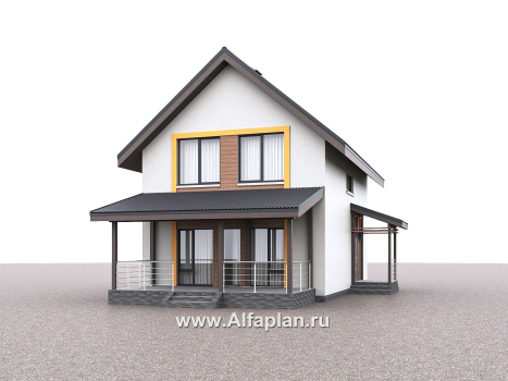 Проекты домов Альфаплан - "Викинг" - проект дома, 2 этажа, с сауной и с террасой, в скандинавском стиле - превью дополнительного изображения №3