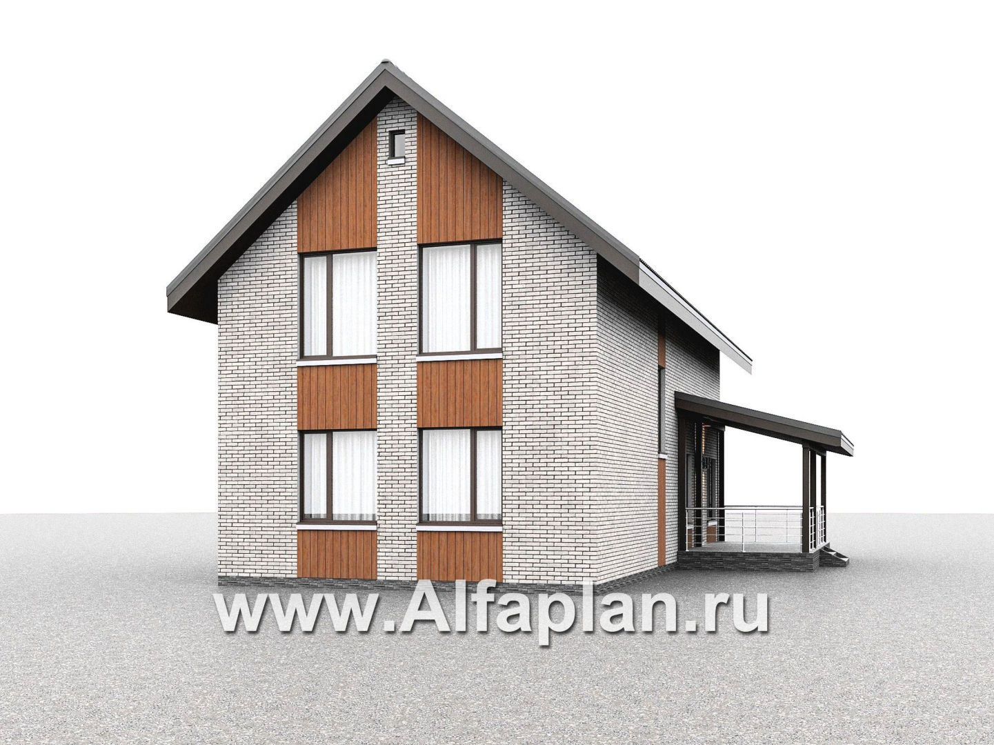 Проекты домов Альфаплан - "Мой путь" - проект дома из газобетона, 2 этажа, с террасой и с 5-ю спальнями - дополнительное изображение №3