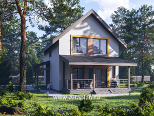 Проекты домов Альфаплан - "Викинг" - проект дома, 2 этажа, с сауной и с террасой, в скандинавском стиле - превью основного изображения