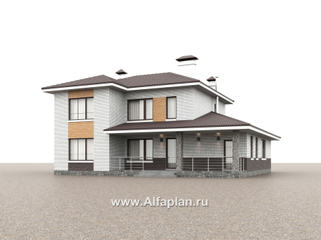 «Формула успеха» - проект двухэтажного дома из газобетона, в скандинавском стиле, удобный план дома с сауной - превью дополнительного изображения №2