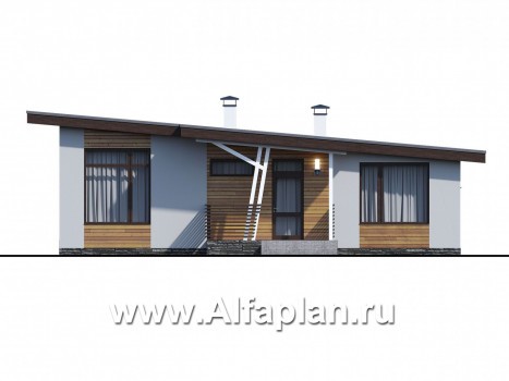 Проекты домов Альфаплан - «Вита» - загородный каркасный дом с террасой - превью фасада №1