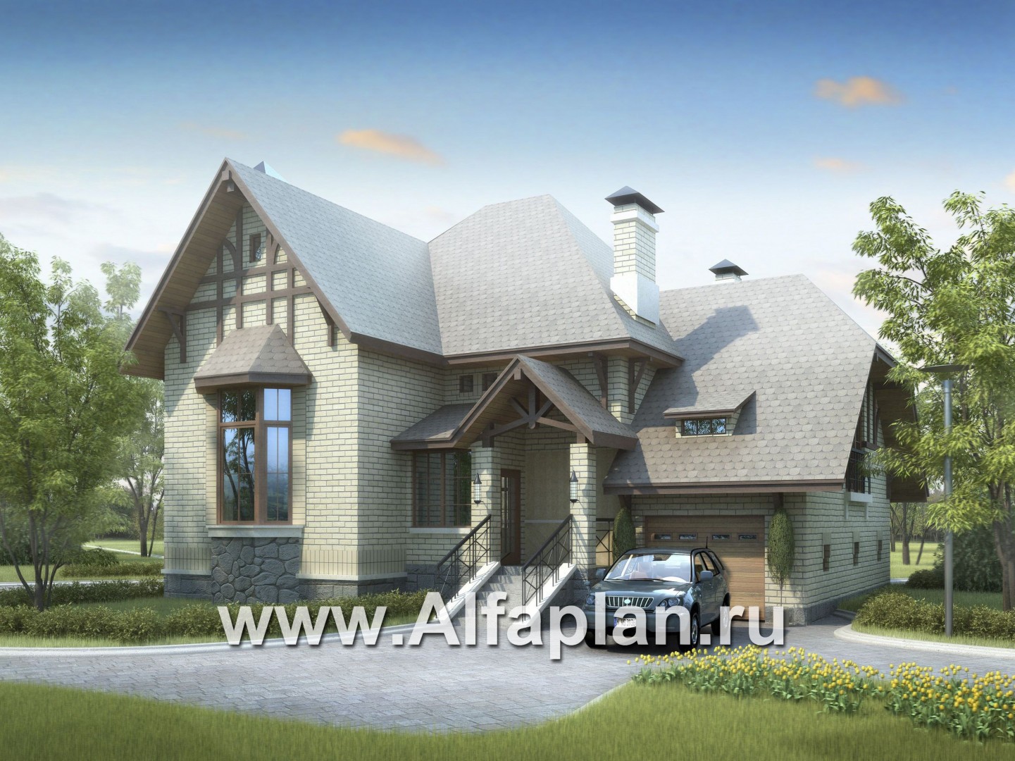 Проекты домов Альфаплан - «Вернигероде» - загородный дом с мансардой - основное изображение