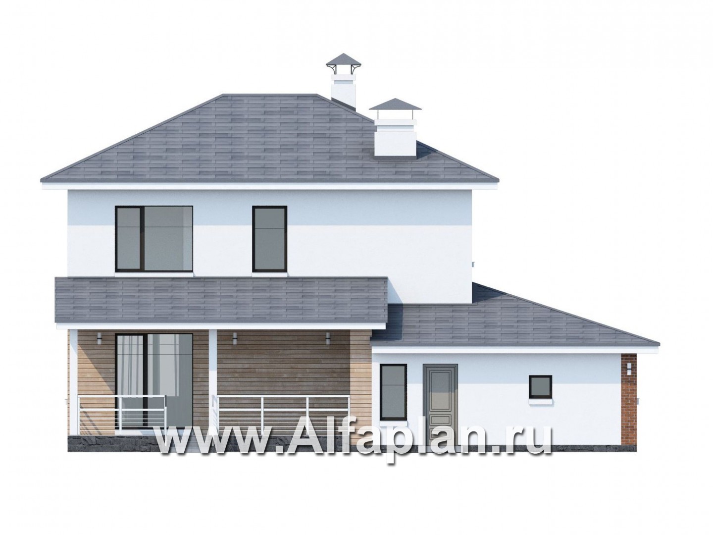 Проекты домов Альфаплан - «Рефлекс» - современный комфортабельный дом с гаражом - изображение фасада №4