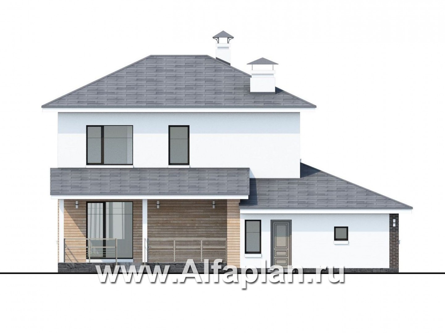 Проекты домов Альфаплан - «Рефлекс» - современный комфортабельный дом с гаражом и террасой - изображение фасада №4