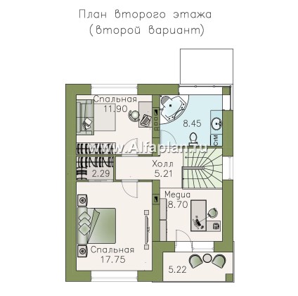 Проекты домов Альфаплан - Кирпичный дом «Серебро» для небольшой семьи - превью плана проекта №3