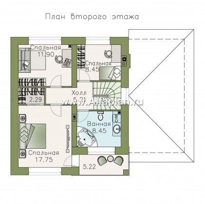 Проекты домов Альфаплан - «Серебро» - современный экономичный дом с гаражом - превью плана проекта №2