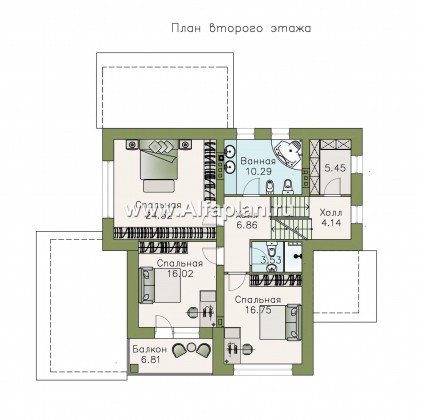 Проекты домов Альфаплан - «Линия горизонта» - современный коттедж с гаражом в цоколе - превью плана проекта №3