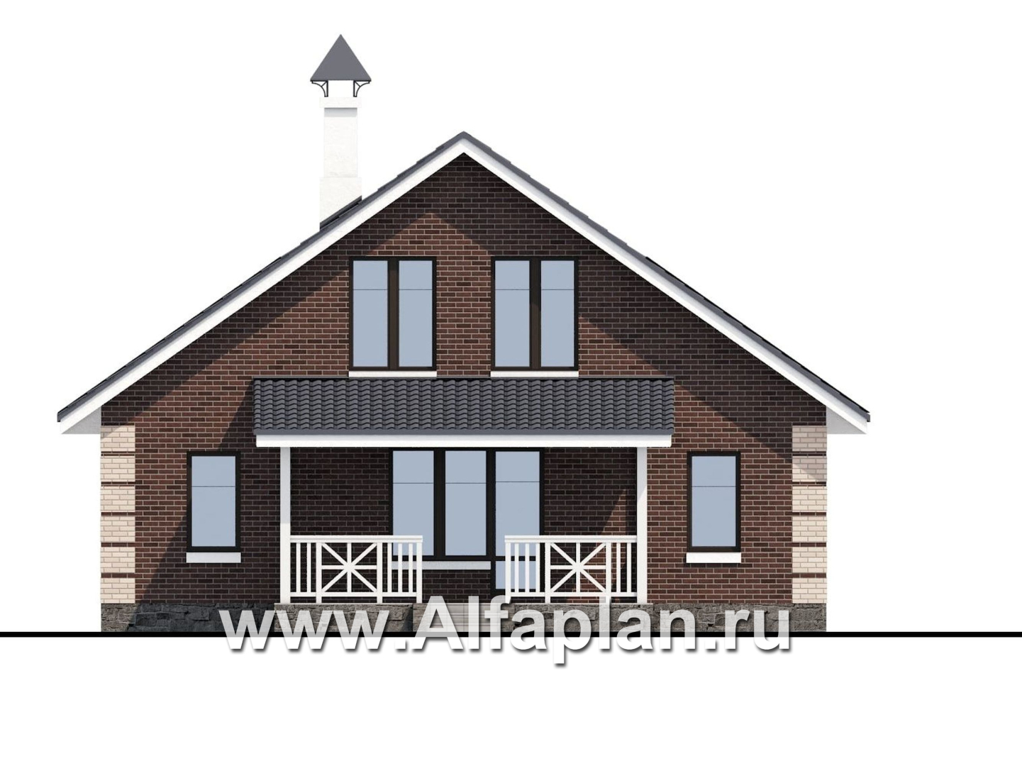 Проекты домов Альфаплан - «Замечательный сосед» - небольшой мансардный дом - изображение фасада №3