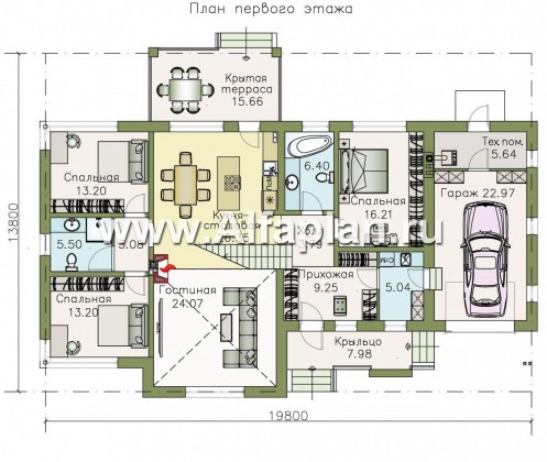 Проекты домов Альфаплан - «Каприкорн» - комфортабельный коттедж с мансардой и гаражом - превью плана проекта №1