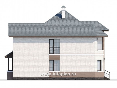 Проекты домов Альфаплан - «Гольфстрим» - современный двухэтажный компактный коттедж - превью фасада №2