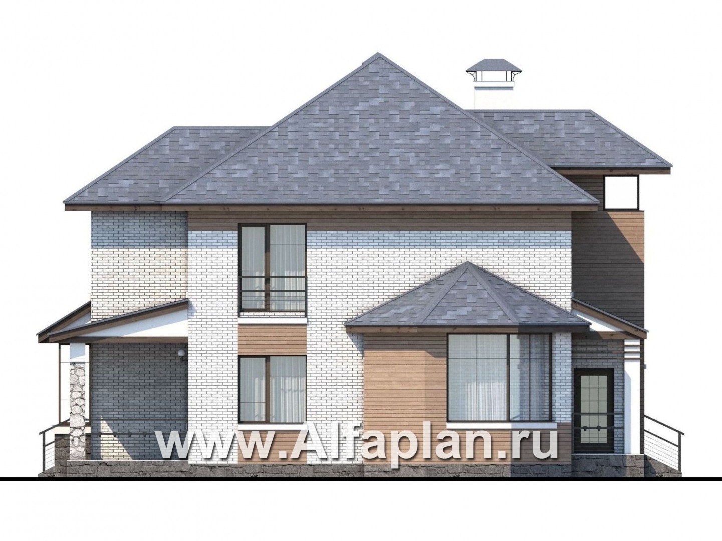 Проекты домов Альфаплан - «Агент 007» - современный компактный коттедж - изображение фасада №3