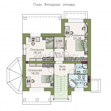 Проекты домов Альфаплан - «Агент 007» - современный компактный коттедж - превью плана проекта №2