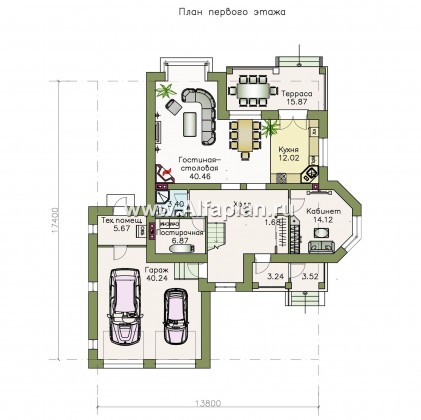 Проекты домов Альфаплан - «Агент 007» - особняк для динамичных людей - превью плана проекта №1