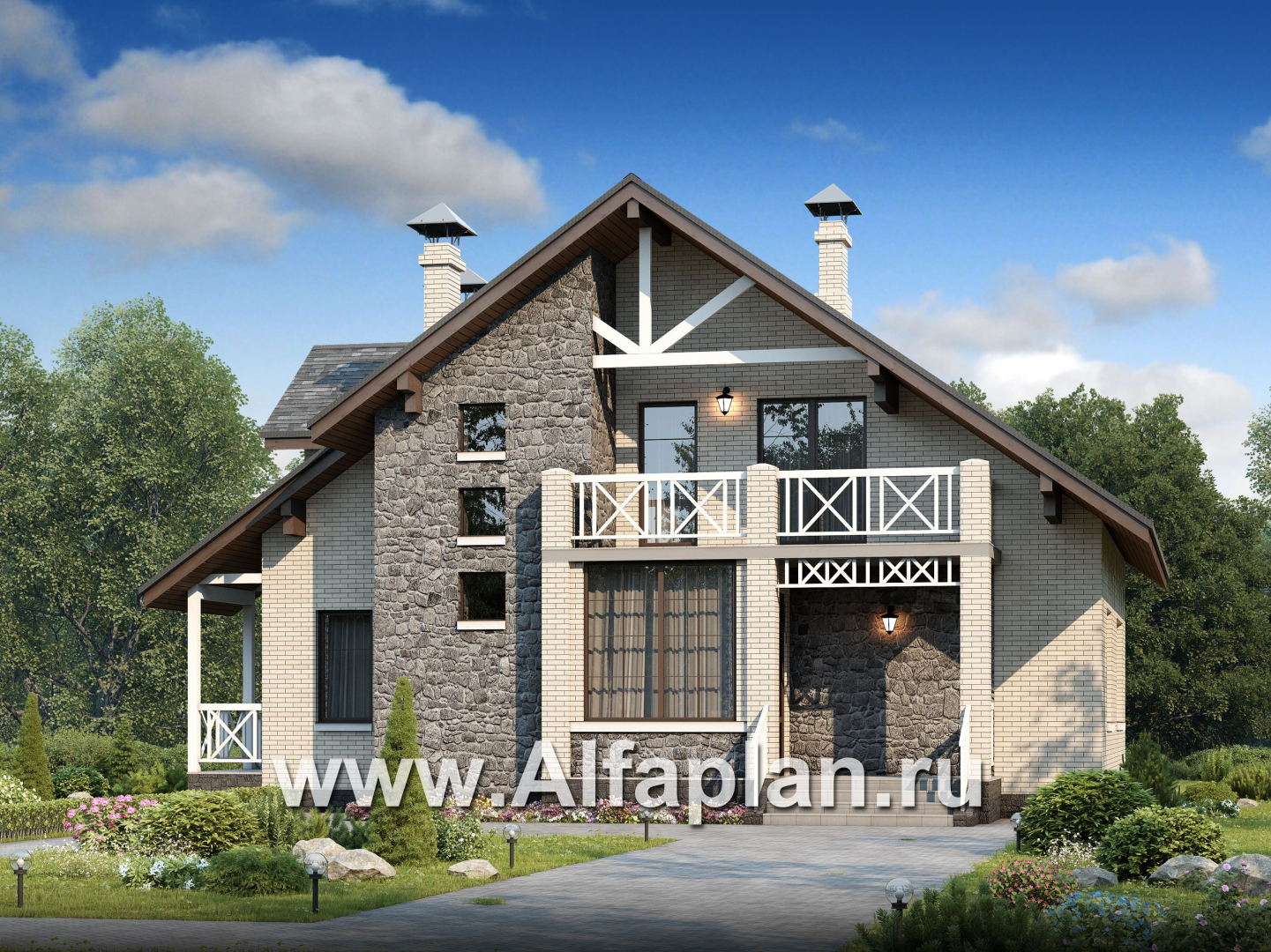 Проекты домов Альфаплан - «Грюневальд»-  рациональный план дома, двускатная крыша - дополнительное изображение №1