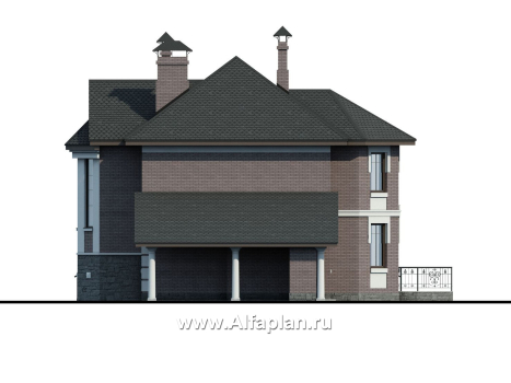 Проекты домов Альфаплан - «Монплезир»- изысканный коттедж с навесом для авто - превью фасада №2
