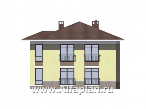 Проекты домов Альфаплан - Двухэтажный кирпичный дом(пять спален) - превью фасада №2