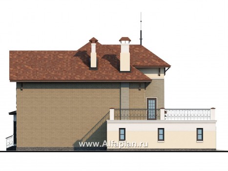 Проекты домов Альфаплан - «Маленький принц»- комфортабельный двухэтажный дом с террасой над гаражом - превью фасада №3