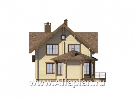Проекты домов Альфаплан - Деревянный дом с уютной беседкой-барбекю - превью фасада №3