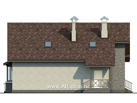 Проекты домов Альфаплан - «Зальцбург» - рациональный план дома, двускатная крыша - превью фасада №3