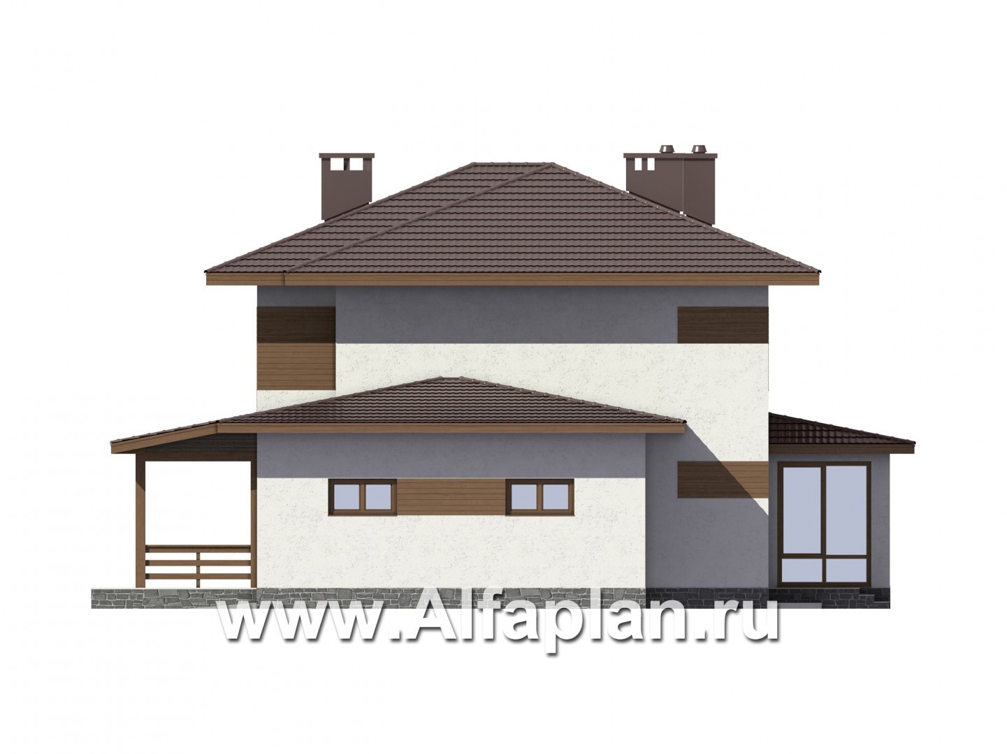 Проекты домов Альфаплан - Комфортный дом для большой семьи - изображение фасада №4