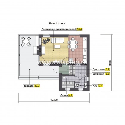 Проекты домов Альфаплан - Комфортный кирпичный дом для отдыха - превью плана проекта №1