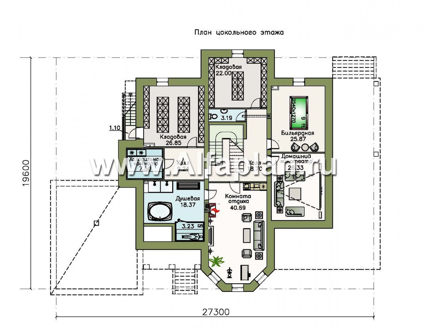 Проекты домов Альфаплан - «Пятьсот квадратов» — комфортабельный загородный особняк бизнес-класса - план проекта №1