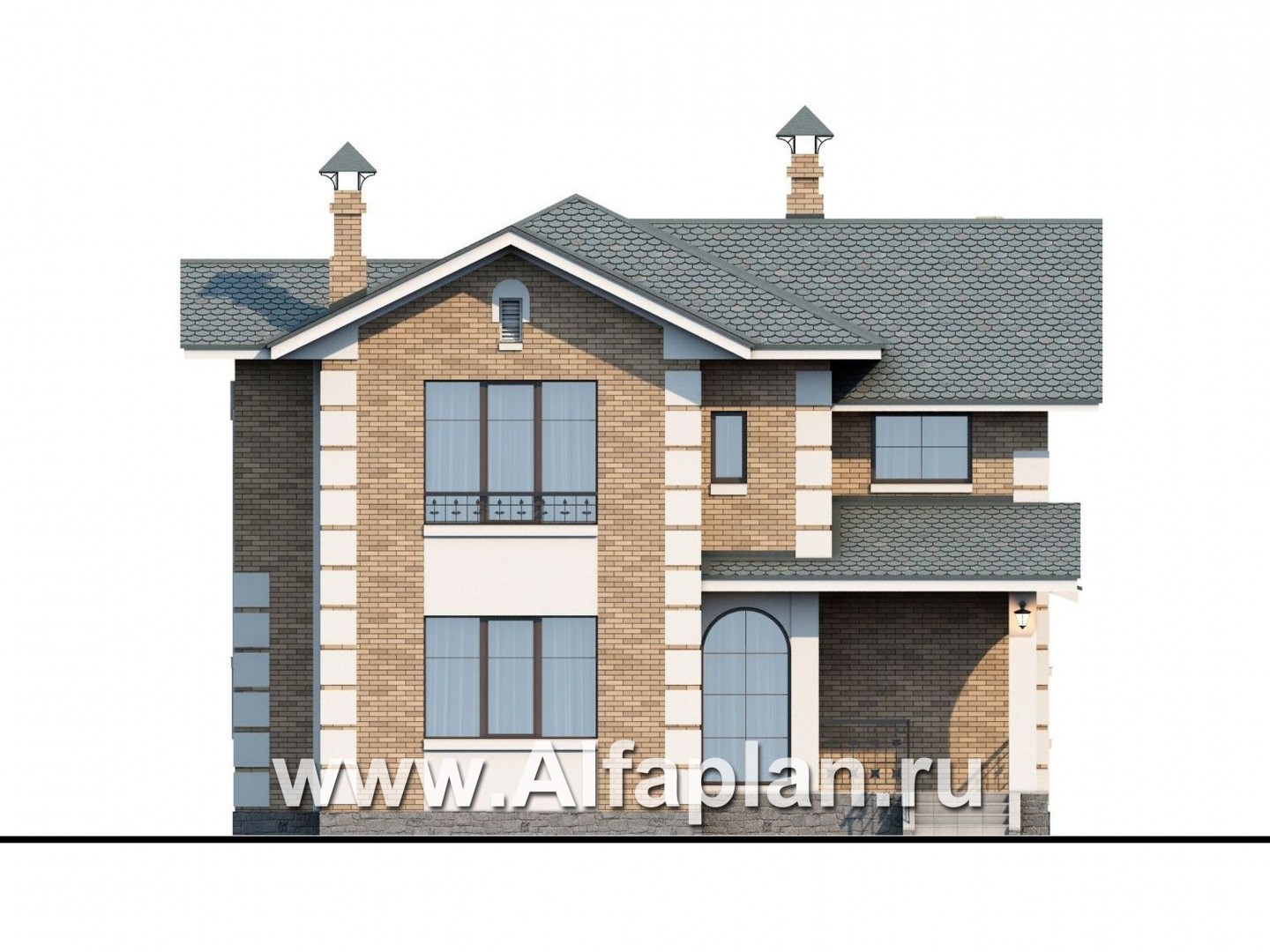 Проекты домов Альфаплан - «Потемкин» - элегантный двуxэтажный коттедж - изображение фасада №1