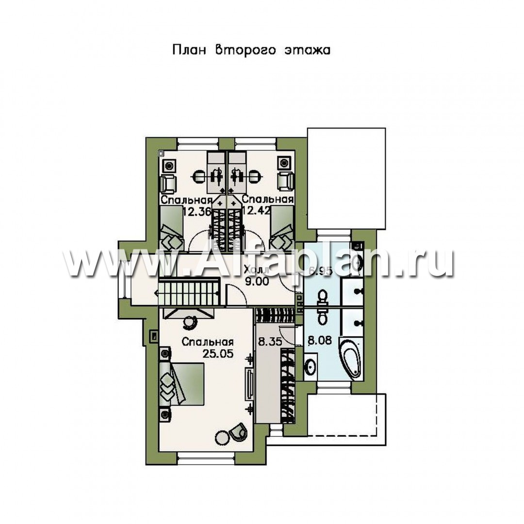 Проекты домов Альфаплан - «Потемкин» - элегантный двуxэтажный коттедж - план проекта №2