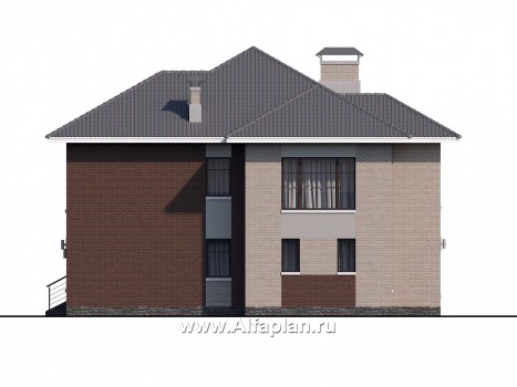 Проекты домов Альфаплан - «Луара» — проект двухэтажного дома, планировка с двусветной столовой, с сауной и с террасой - превью фасада №2