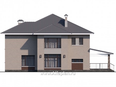 Проекты домов Альфаплан - «Луара» — проект двухэтажного дома, планировка с двусветной столовой, с сауной и с террасой - превью фасада №4