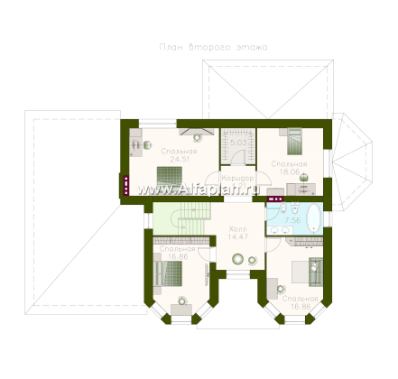Проекты домов Альфаплан - «Амбиент» - респектабельный дом с гаражом на два автомобиля - превью плана проекта №2