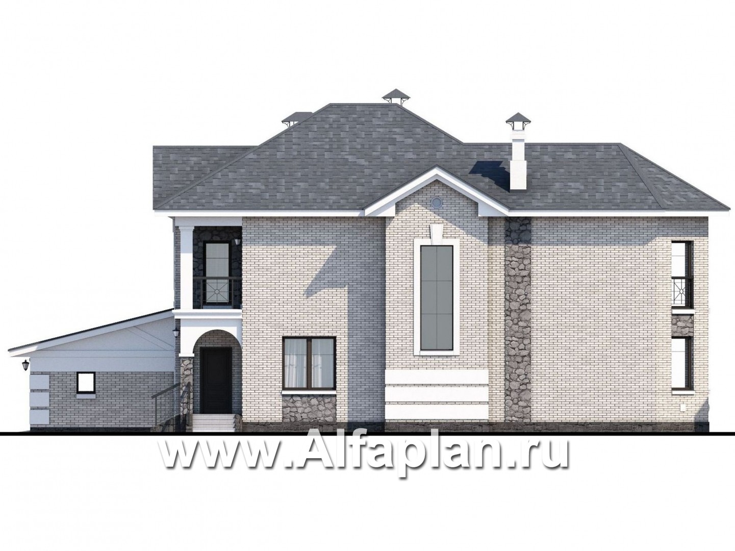 Проекты домов Альфаплан - «Затерянный рай» - коттедж с отличной планировкой и гаражом - изображение фасада №2