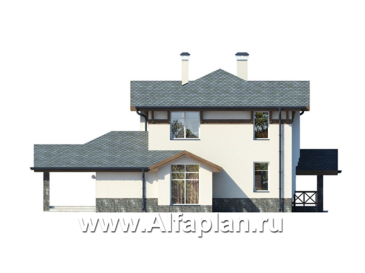 Проекты домов Альфаплан - Изысканный классический двухэтажный коттедж - изображение фасада №3