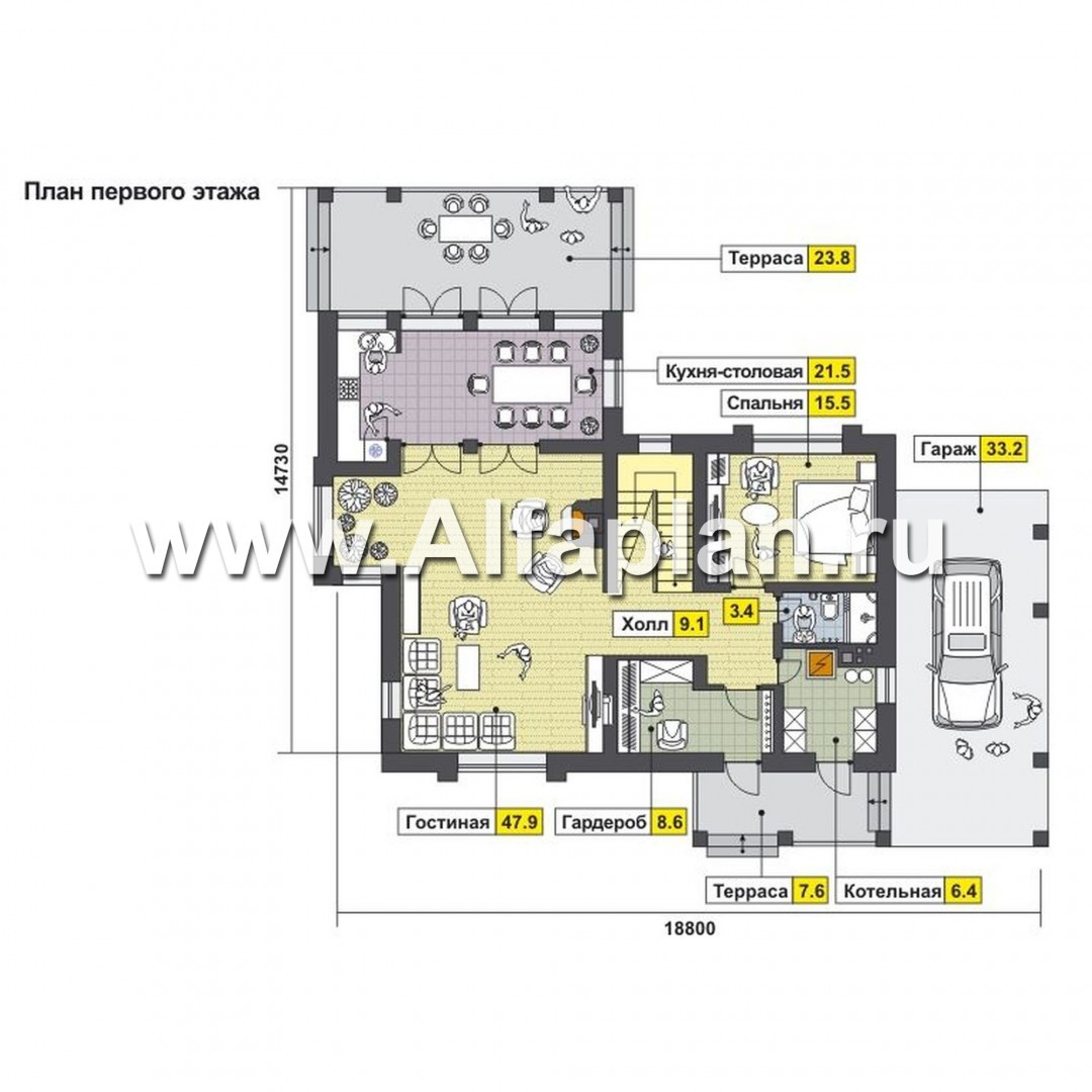 Проекты домов Альфаплан - Изысканный классический двухэтажный коттедж - изображение плана проекта №1
