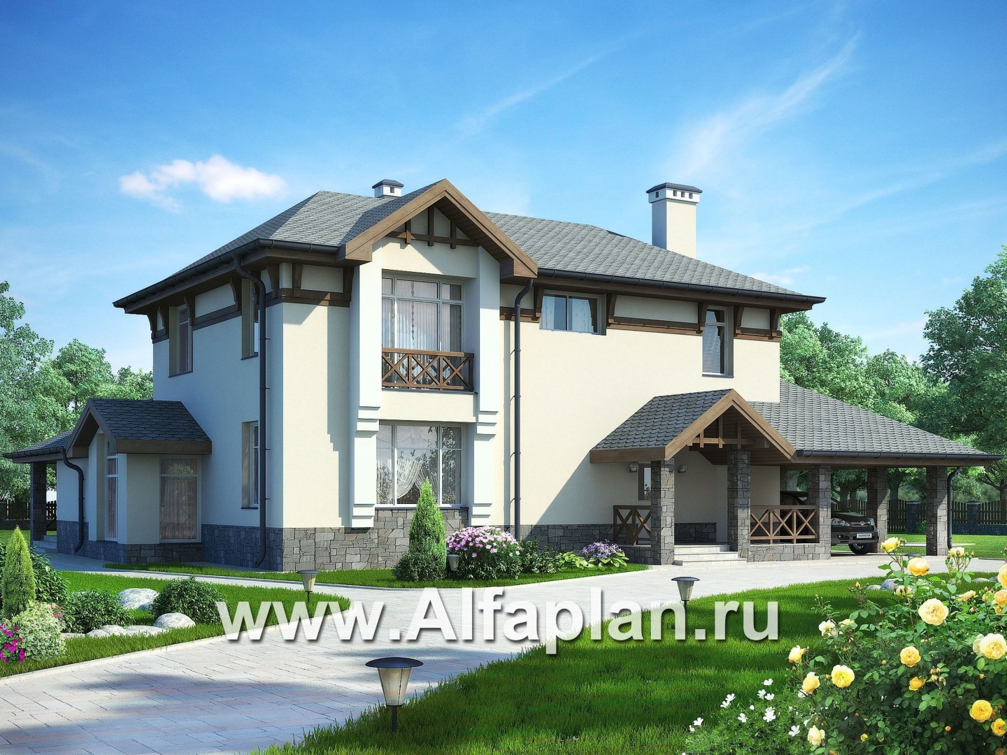 Проекты домов Альфаплан - Изысканный классический двухэтажный коттедж - основное изображение