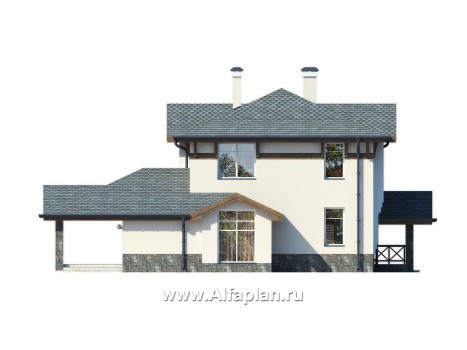 Проекты домов Альфаплан - Изысканный классический двухэтажный коттедж - превью фасада №3