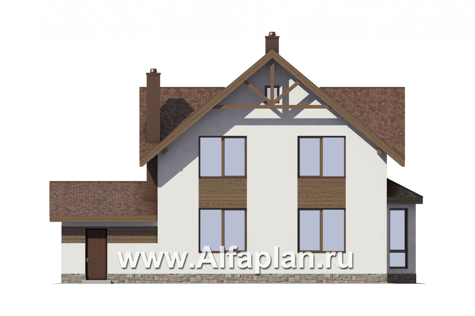 Проекты домов Альфаплан - Компактный дом с навесом для машины - изображение фасада №2