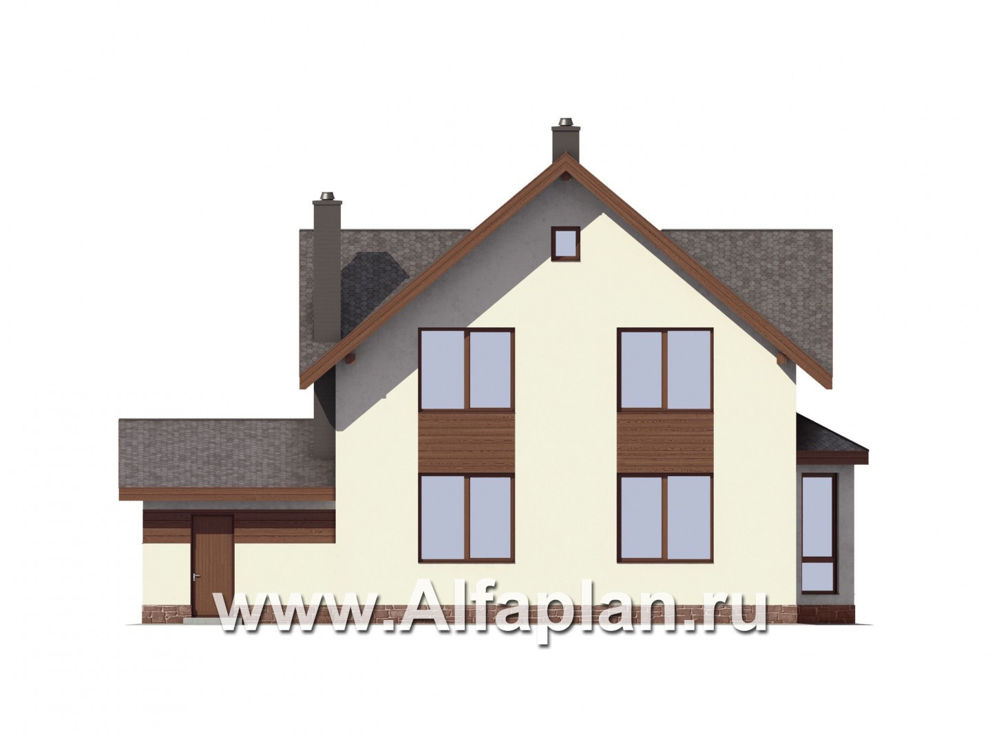 Проекты домов Альфаплан - Компактный дом с гаражом - изображение фасада №2