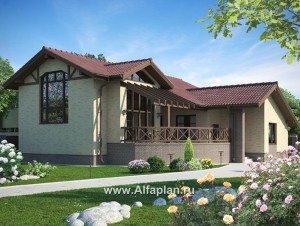 Проекты домов Альфаплан - Комфортабельный дом для отдыха с бассейном - превью основного изображения